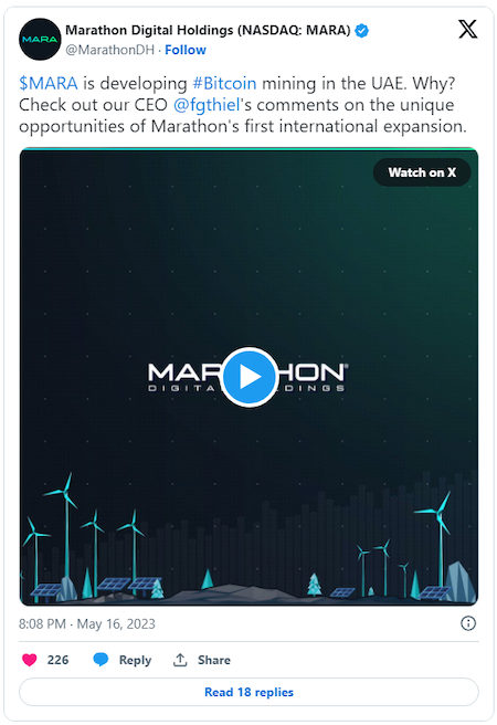 Marathon Mining CEO Fred Thiel licht het project in de Verenigd Arabische Emiraten toe